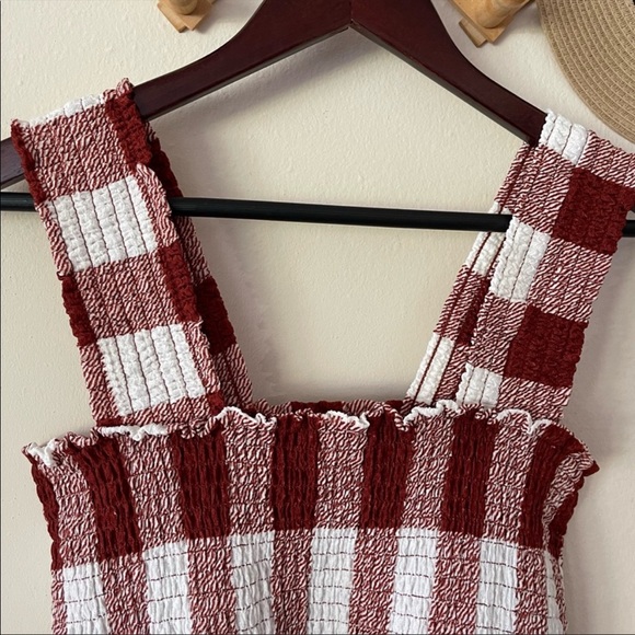 LOFT NWT Gingham Smocked Peplum Tank S - Picture 3 of 6
